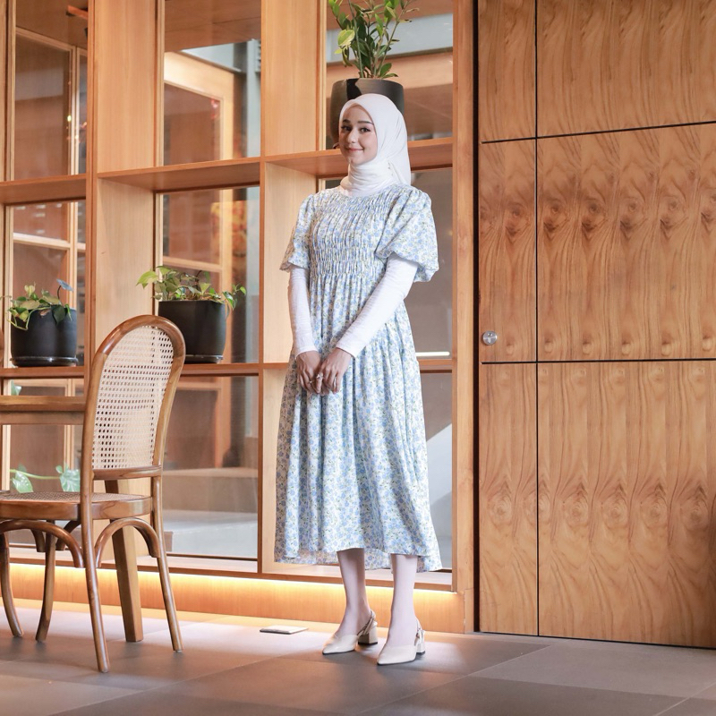 Camelia Dress Korean style summer style floral dress blue