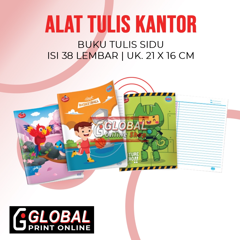 

Global Print Shop Online - Buku Tulis Sidu 21 * 16 Cm (Uk 38 & 58) Pcs & Pack