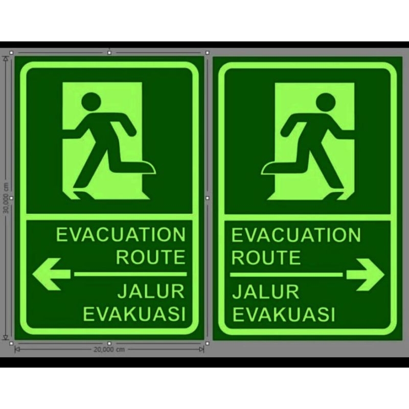 

SIGN STIKER EVACUATION ROUTE/ JALUR EVAKUASI ( GLOW IN THE DARK )