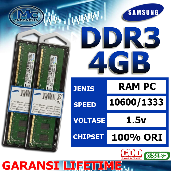 Ram Memory Longdim PC  Komputer DDR3  4GB PC10600/12800