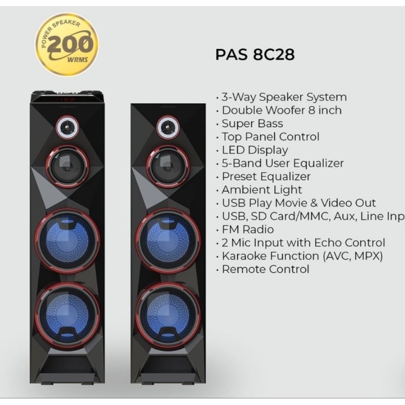 POLYTRON SPEAKER AKTIF PAS 8CF28 PAS8C28