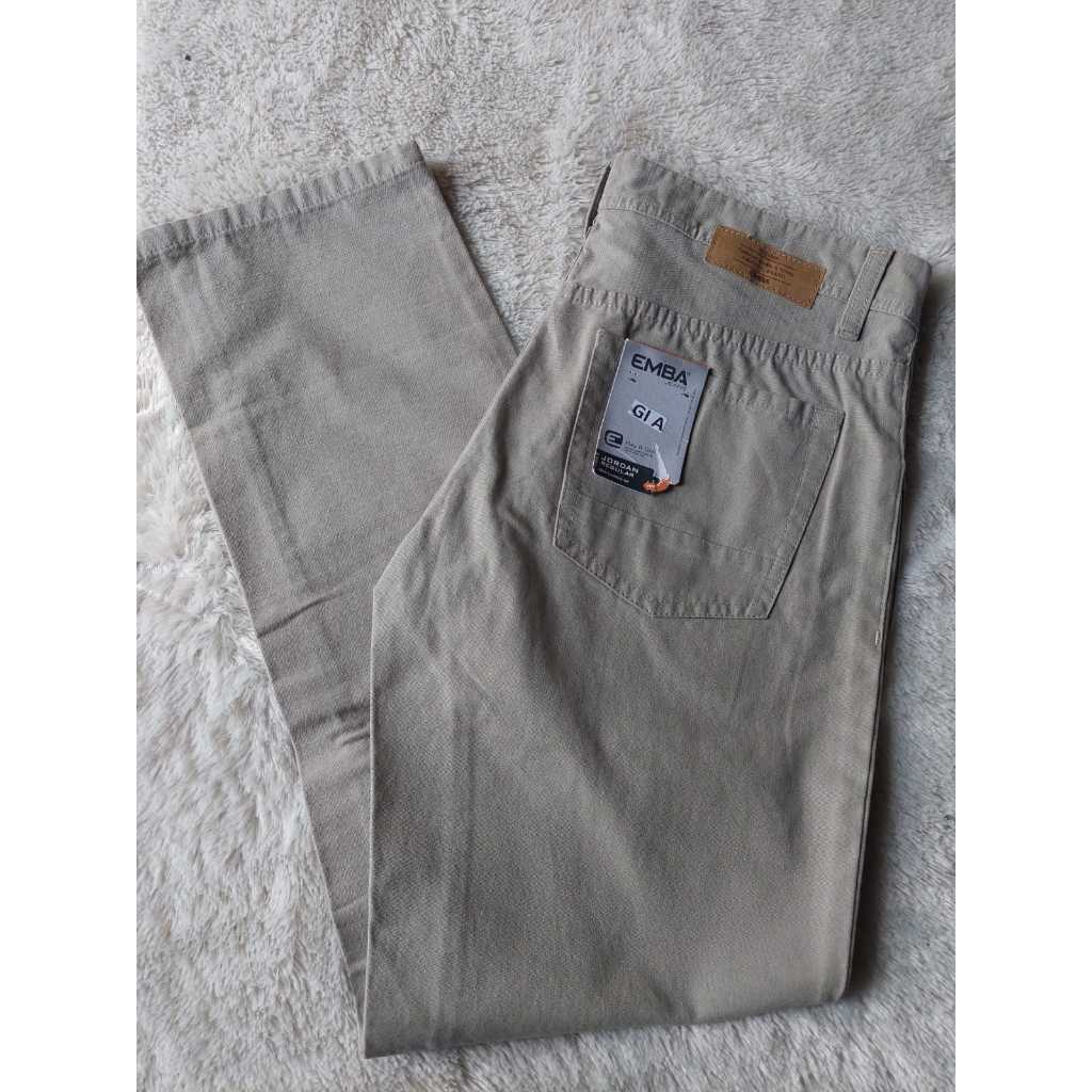 Celana Panjang Pria EMBA ORIGINAL Bahan Katun Premium Warna Abu-Abu Jordan Reguler Fit