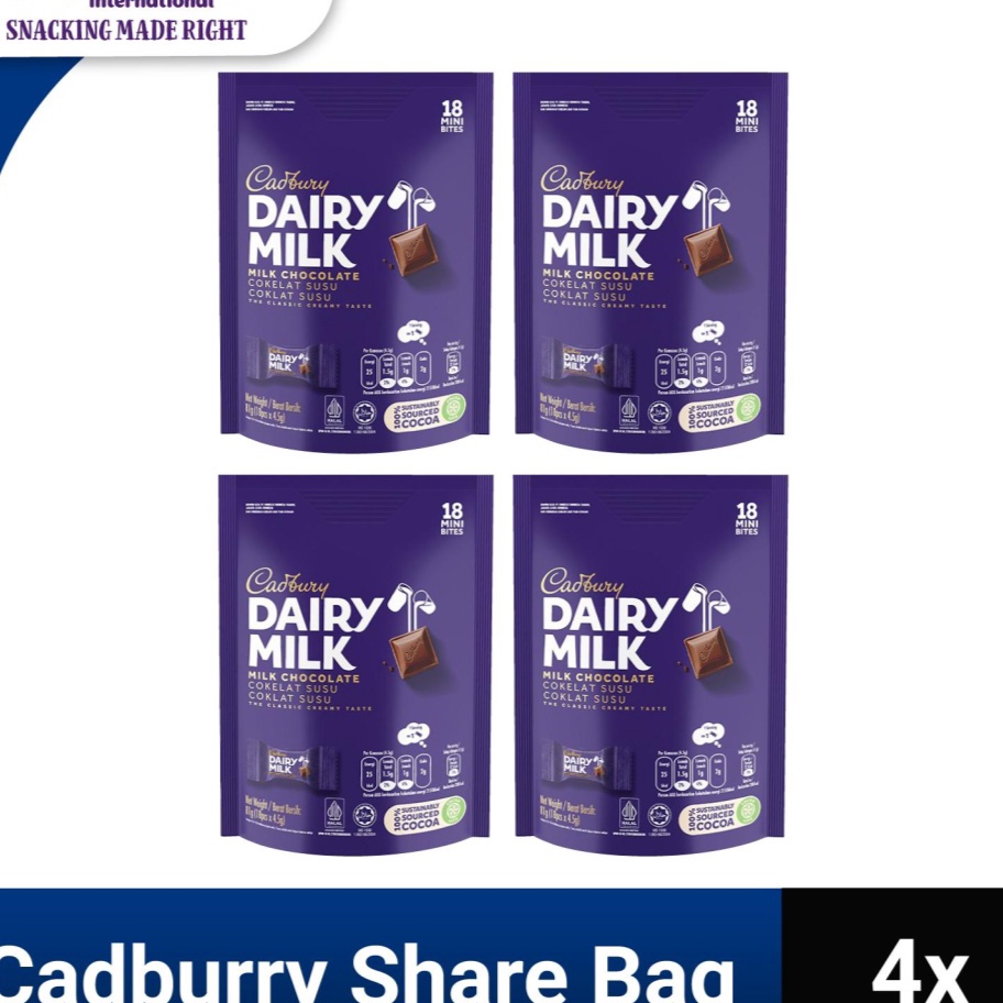 

Harga Termurah Cadbury Dairy Milk Cokelat Sharebag Isi 18 x 4
