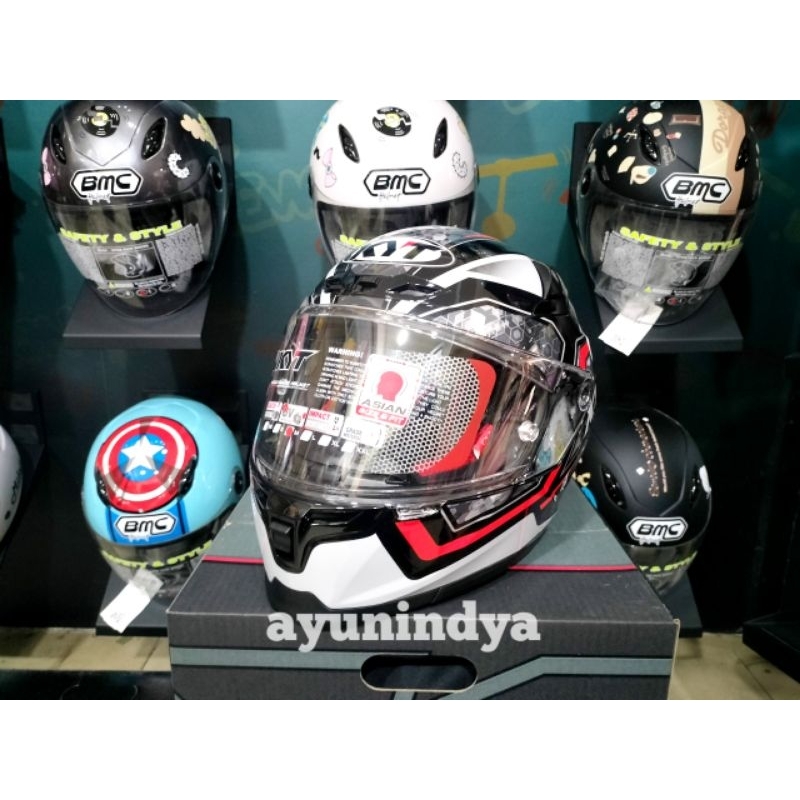 KYT HELM STIKER #1 BLACK RED SINGEL VISOR FULL FACE
