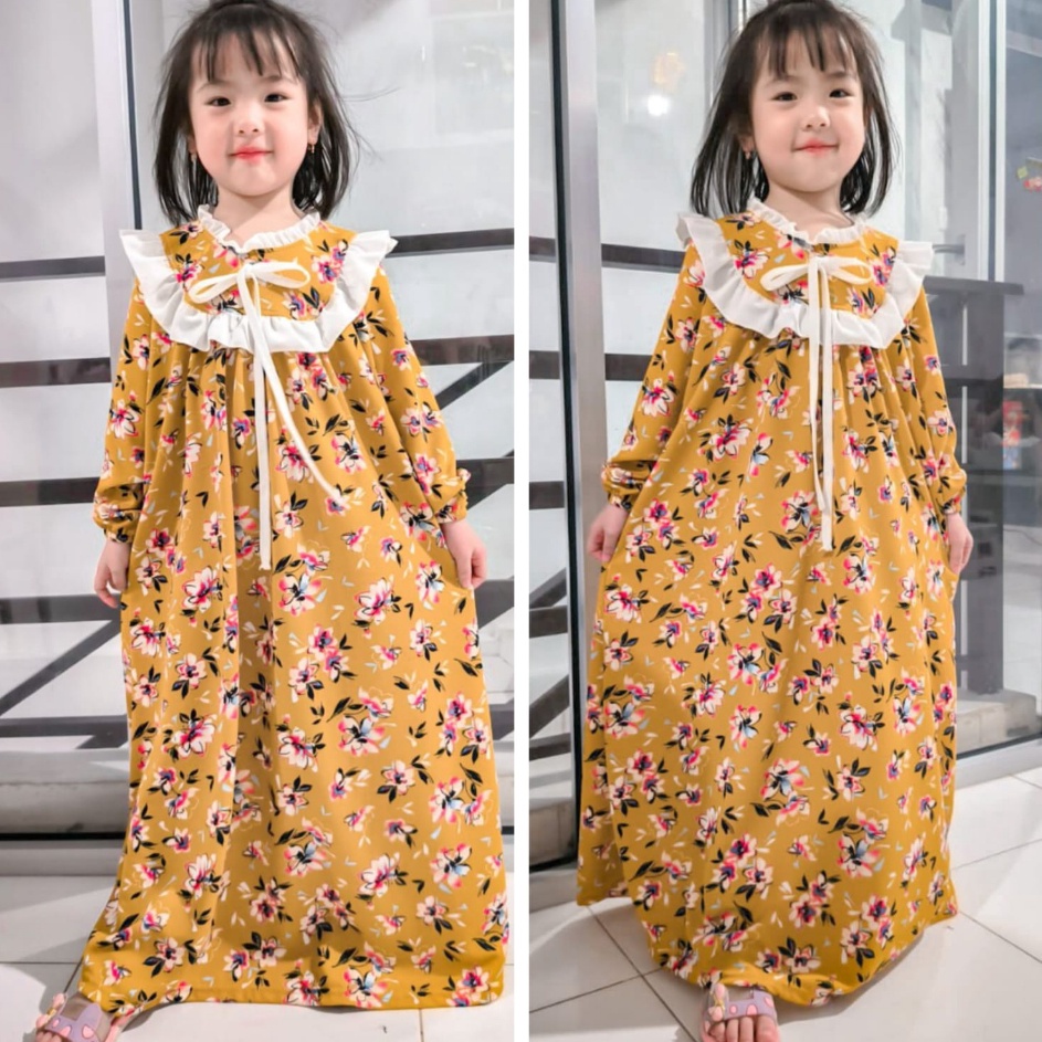 TIPE KOJ96 MOMOGIGAMIS ANAK PEREMPUAN MOTIF BUNGA  GAMIS MARCELLA  VOXY PREMIUM Usia 4thnUsia tanggu