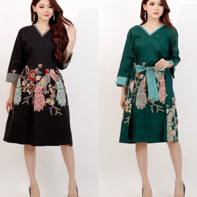 Murah 2 DRESS BATIK BIG SIZE WANITA JUMBO OVERSIZE XXL XXXL LD 12cm BAJU BATIK MODERN HAMIL KERJA KA