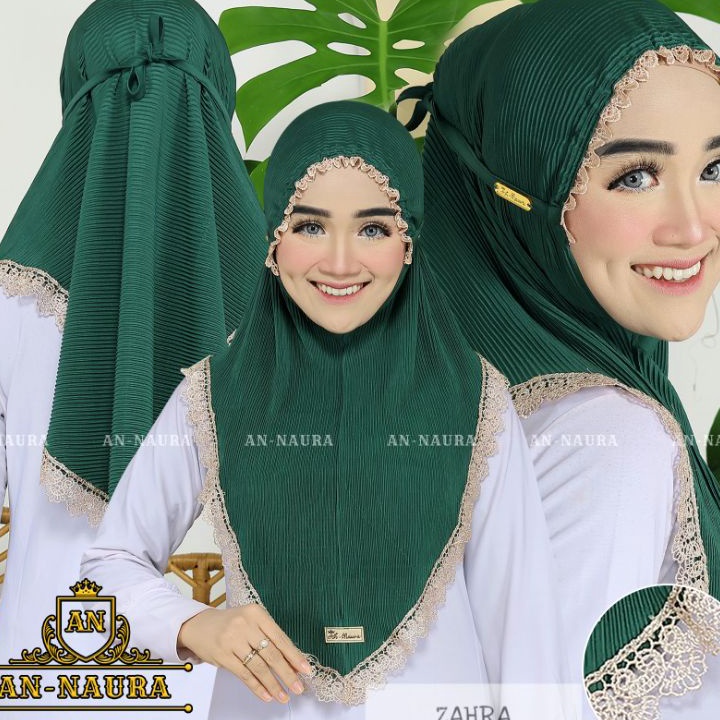 Super Promo Bergo plisket kerut renda zahra jersey terbaru  jilbab plisket renda kerut murah  hijab 