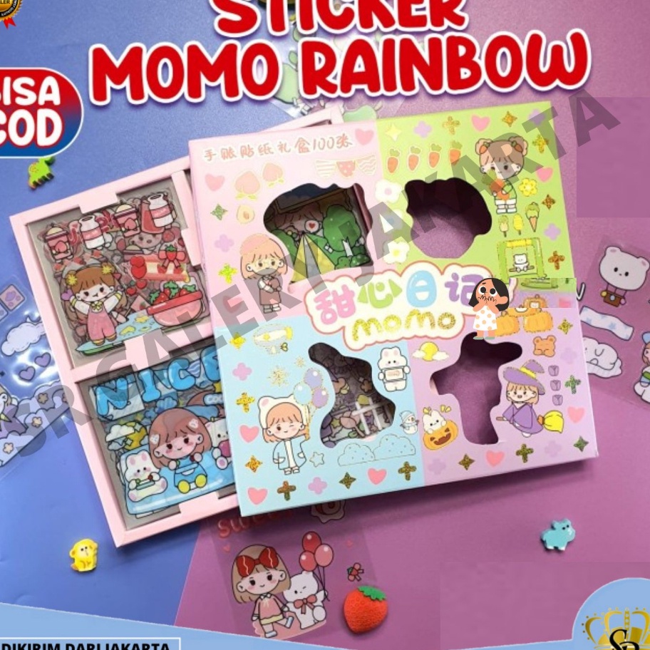 

Baru Stiker 1 Lembar Sticker 2D Momo Motif Kartun Korea Lucu Anti Air SR