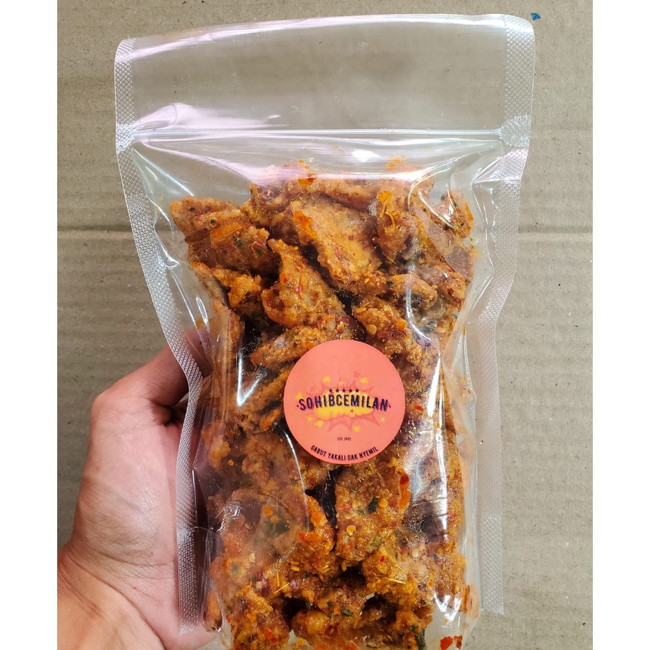 

Keripik Kulit Ayam Crispy Pedas Daun Jeruk 3gr