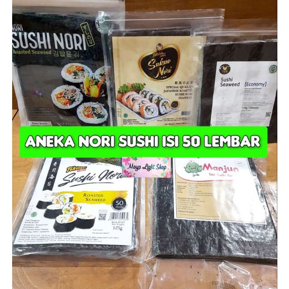 

TIPE NQO379 Nori Sushi Halal 5 lembar murah manjun tokinori sakao nori dried seaweed rumput laut bento sushi nori
