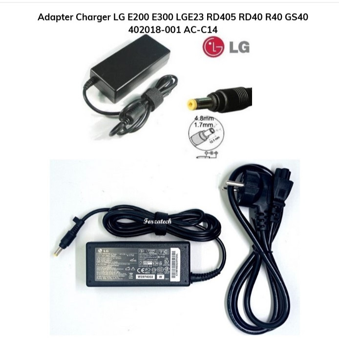 Adapter LG E200 E300 LGE23 RD405 RD40 R40 GS40 402018-001 AC-C14 New Bergaransi