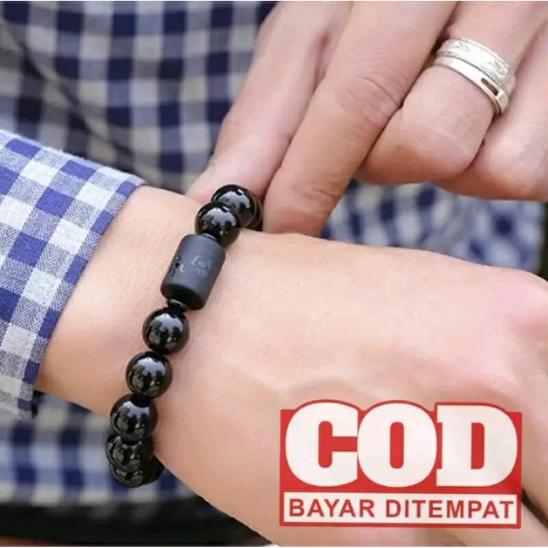 Gelang Batu Giok Hitam Ukir Naga Pria Wanita
