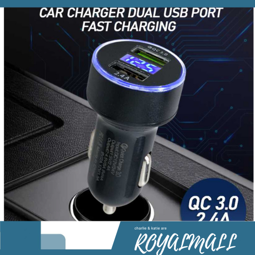 Car Charger Dual USB Port Fast Charging QC 3.0 2.4A / Car Charger Carjer Cas Casan Ces Cesan Colokka