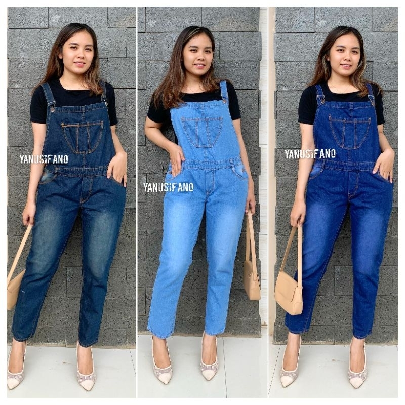 Celana Panjang overall Jeans // Celana Overall Jeans Wanita