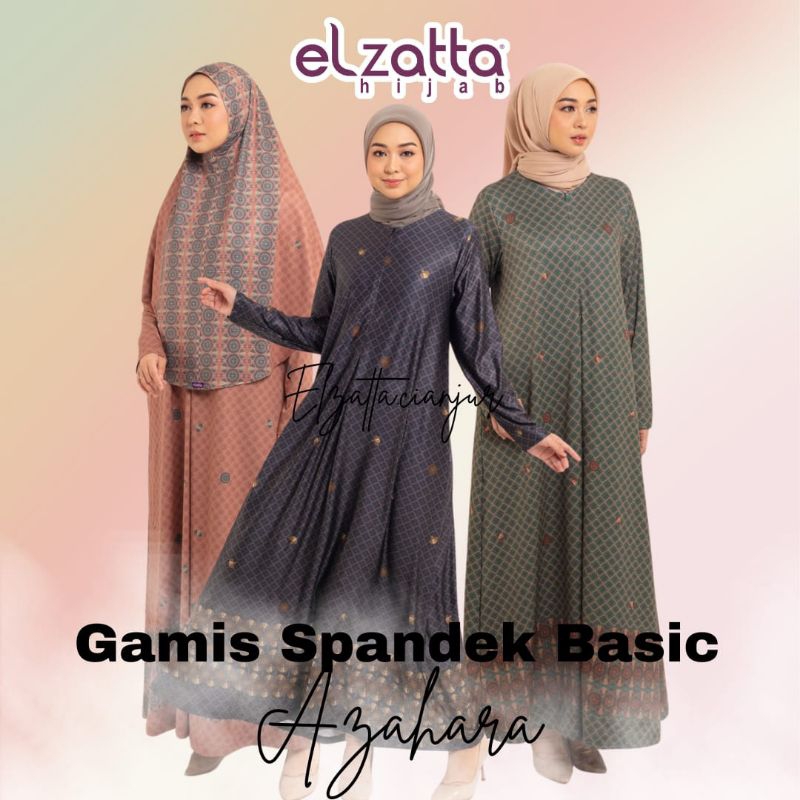 ELZATTA GAMIS ELZATTA GAMIS SPANDEK AZAHARA BASIC LENGAN KERUT POLOS MOTIF PREMIUM GAMIS MANSET FRIL