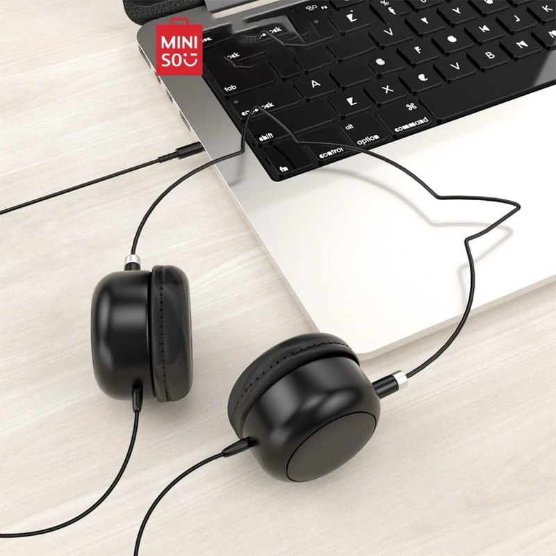 MINISO HEADPHONES KITTY PINK BLACK WHITE YELLOW HEADSET CAT KUCING EARS