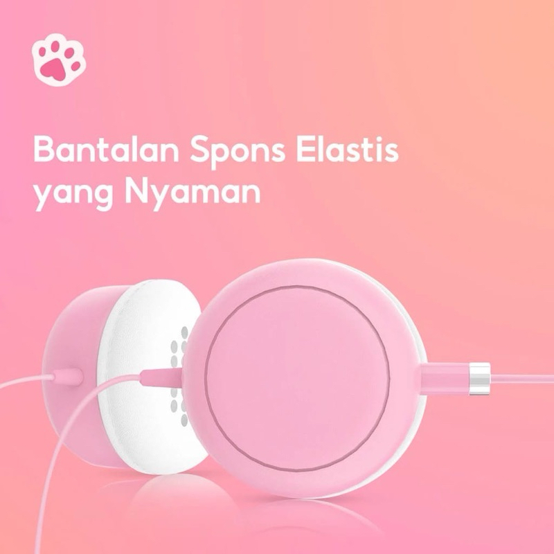 New Miniso Headphones Kitty Pink Black White Yellow Headset Cat Kucing Ears