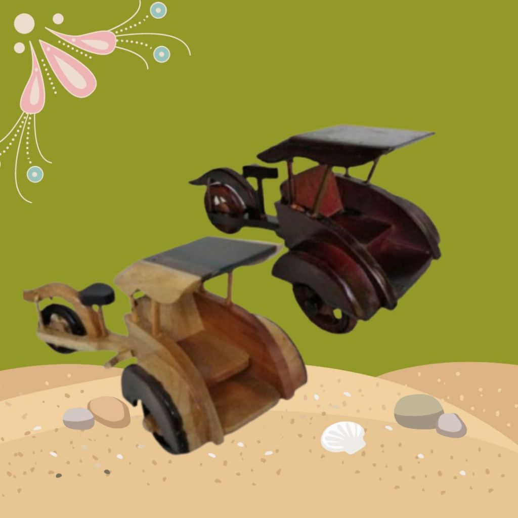 MURAH MINIATUR BECAK KAYU MINI