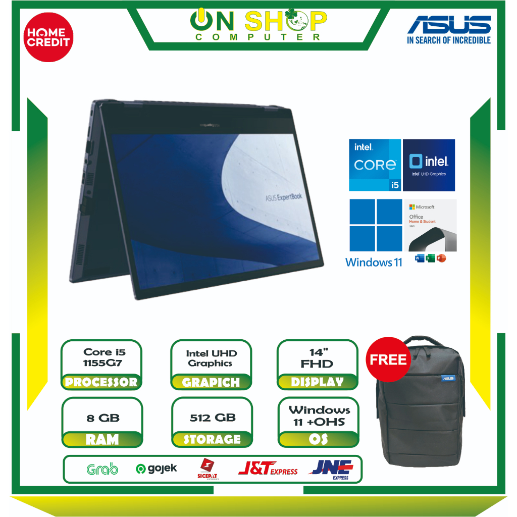 ASUS ExpertBook B5402FEA Intel Core i5 1155G7 RAM 8GB SSD 512GB Windows 11 Black Touchscreen