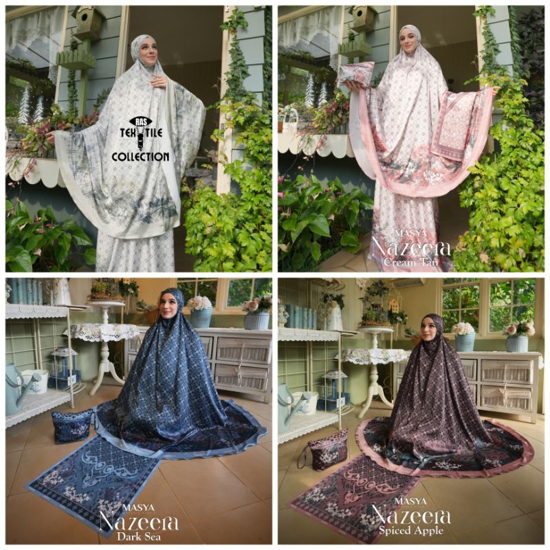 Mukena Mewah Prayer Set Armani Silk Premium Motif Masya Syari Original Terbaru Nazeera Madenia Syari