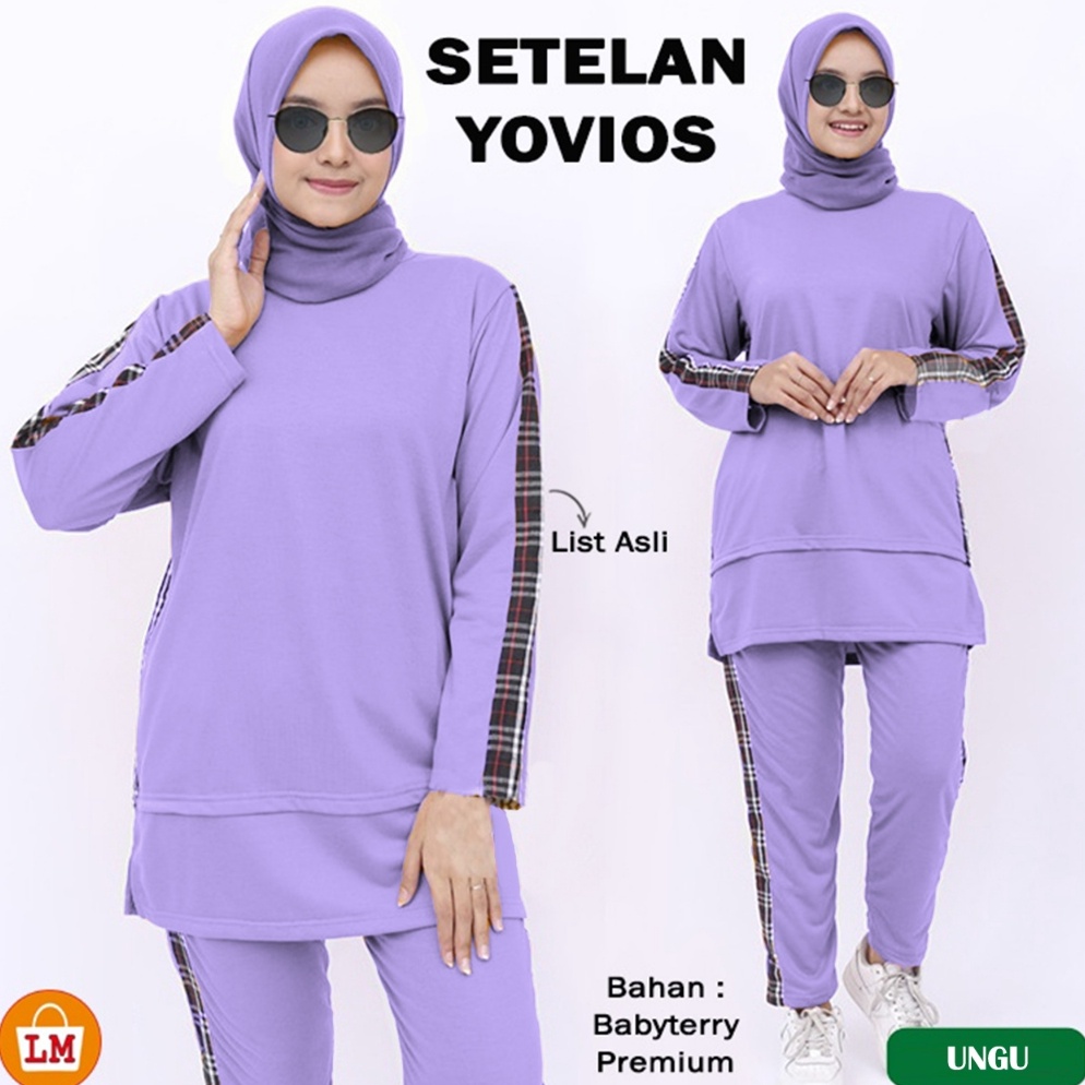 Kualitas Premium LM 16855 Setelan Pakaian Olahraga YOVIOS SET Training Senam Wanita Muslimah ASW