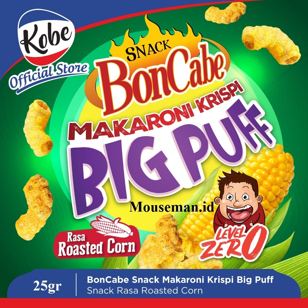 

Kobe Bon Cabe Makaroni Krispi Big Puff Level Zero Roasted Corn 25gram / 65gram