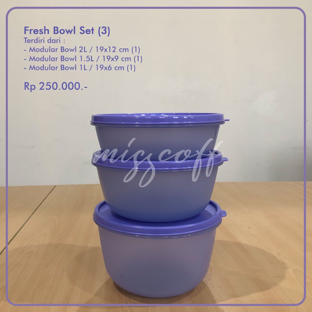 Mangkok Set Fresh Bowl Isi 3pcs Tupperware original