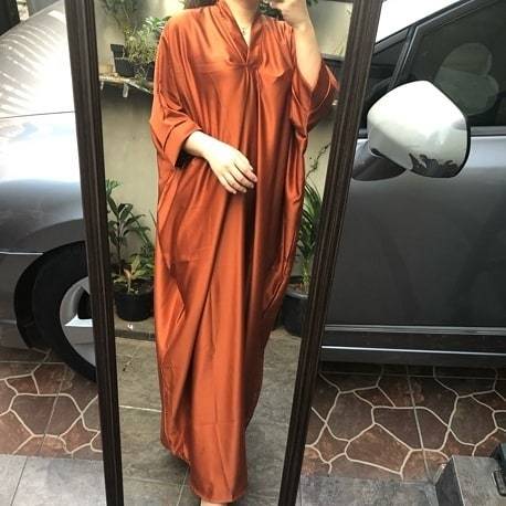KAFTAN POLOS WANITA SATIN MAXMARA ELEGANT / KAFTAN POLOS SATIN SILK PREMIUM / KAFTAN LEBARAN SATIN P
