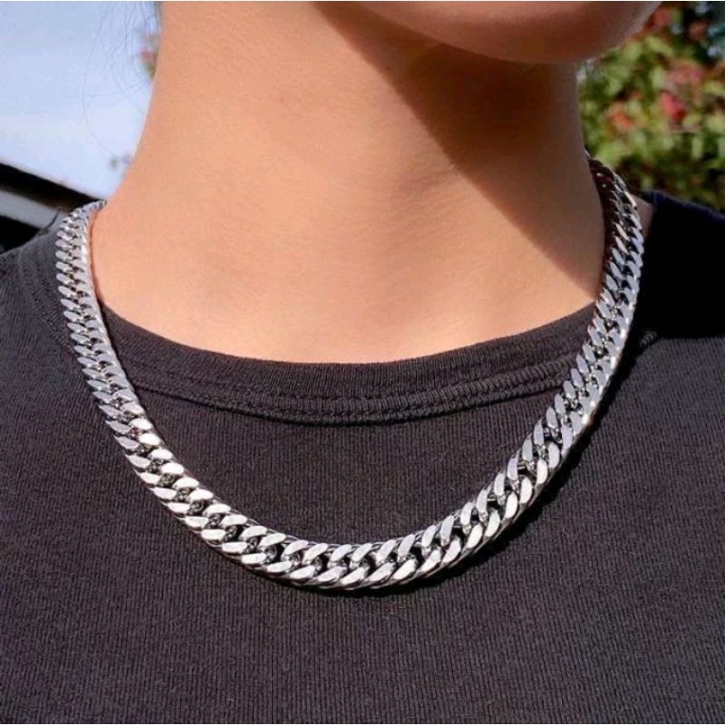 Kalung Rantai Titanium Pria Silver Anti Karat Silver Jumbo Besar