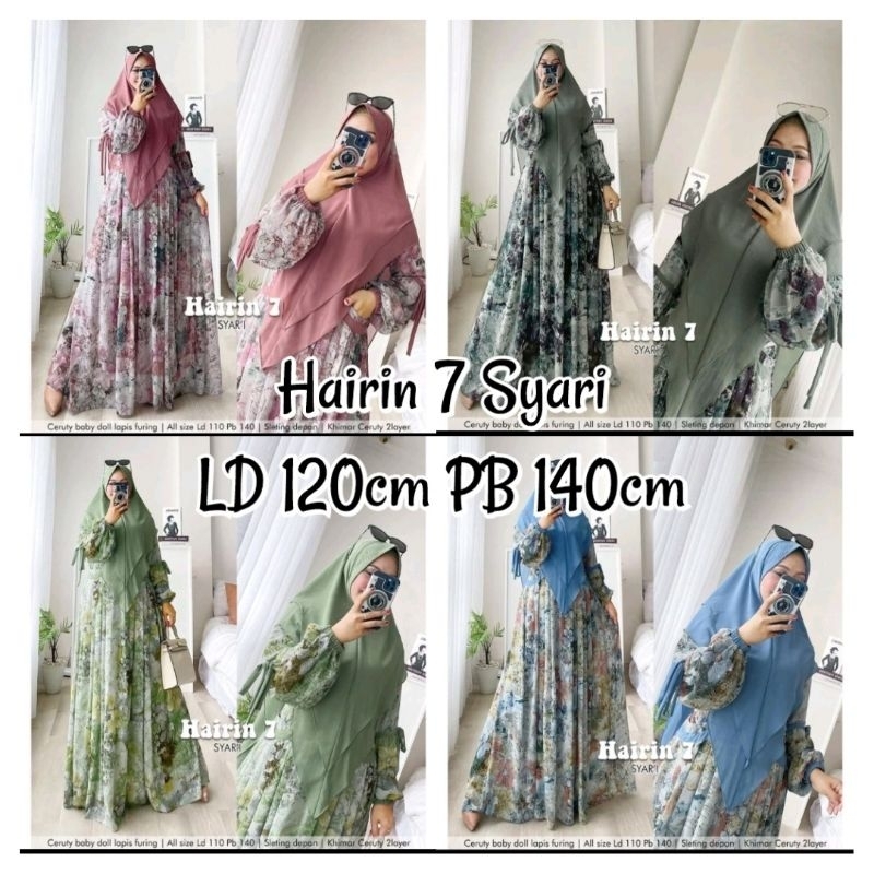 HAIRIN 7 SYARI GAMIS CERUTY MOTIF READY SIAP KIRIM