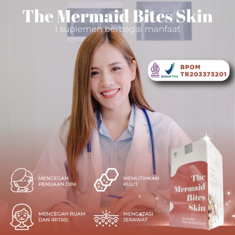 🇰🇷HALAL BPOM THE MERMAID BITES SKIN WHITENING & ACNE CAPSULE HERBAL (2PCS)