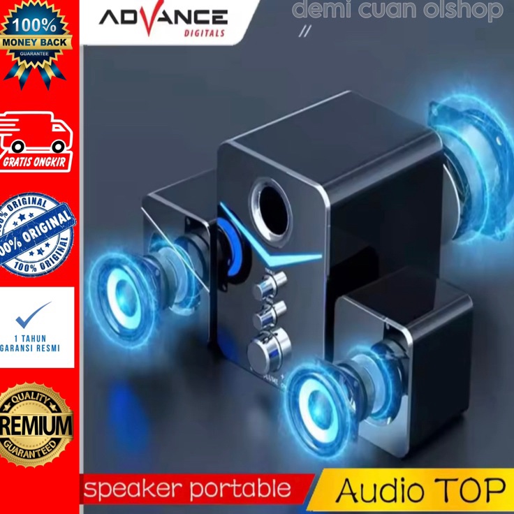PALING MURAH Speaker Advance Bluetooth Besar 1 Set Extra Bass Suara Super Jernih  Spiker Aktif Sound