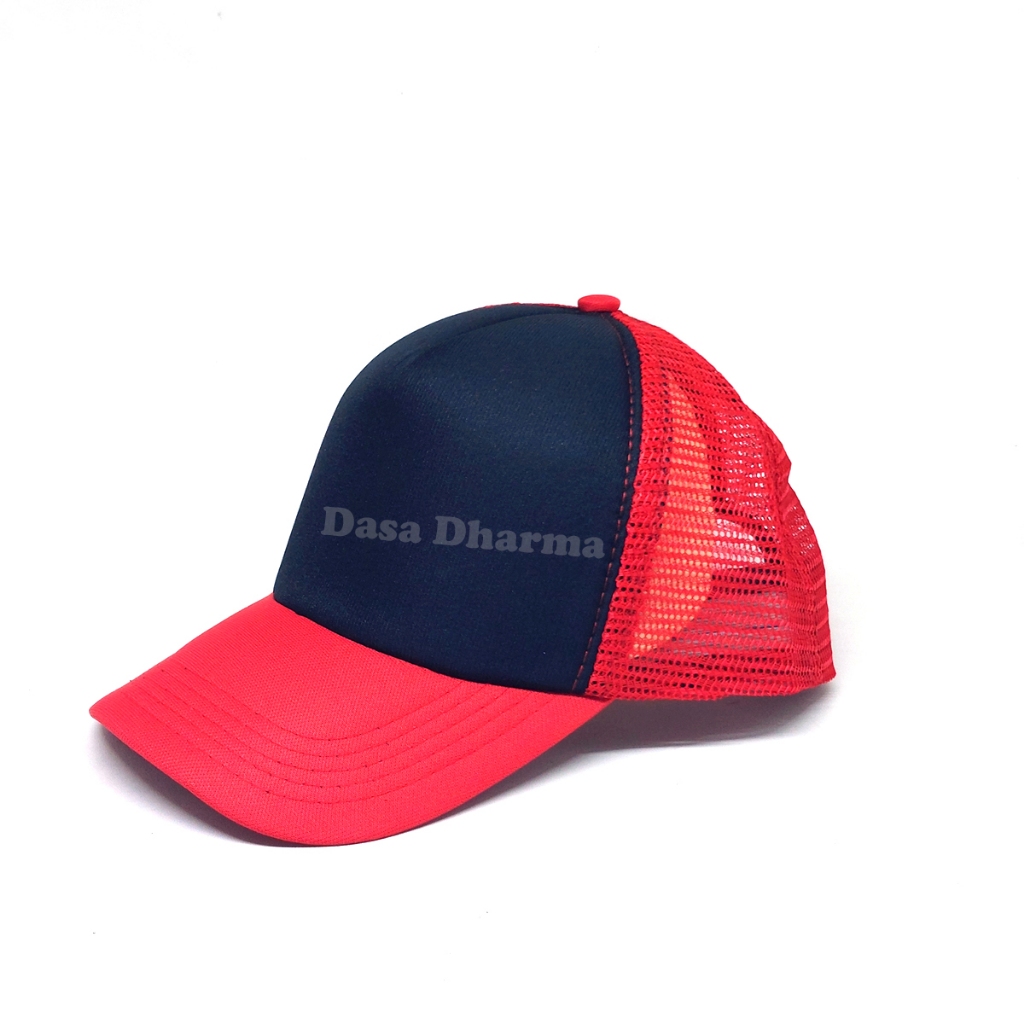 Topi Jaring Pria Dewasa Polos Hitam Merah