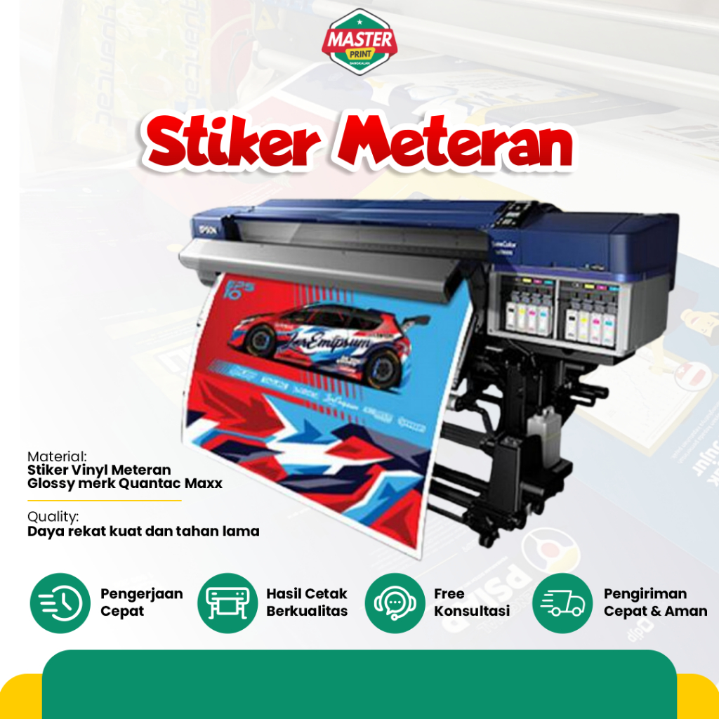 

Cetak Stiker Print Sticker Vinyl Meteran Murah Glossy Rombong Label