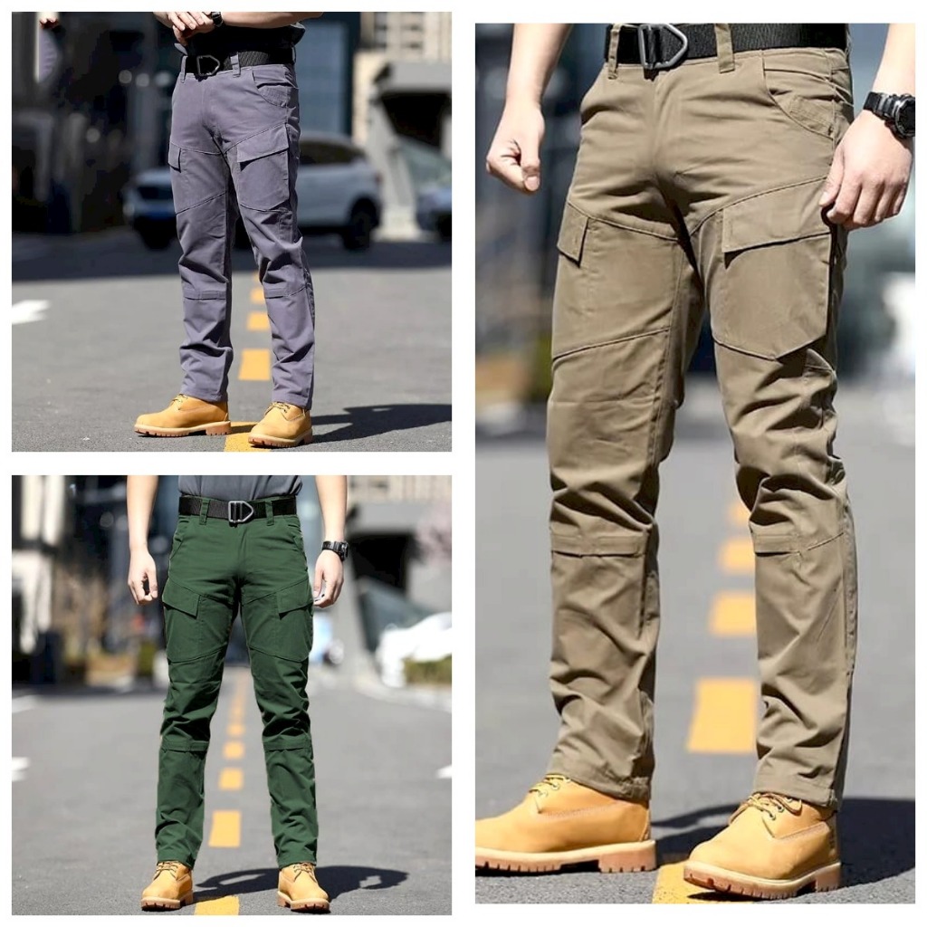 TWOON-Celana Cargo Tactikal Pria Polos Pria Polos Outdoor Terbaru