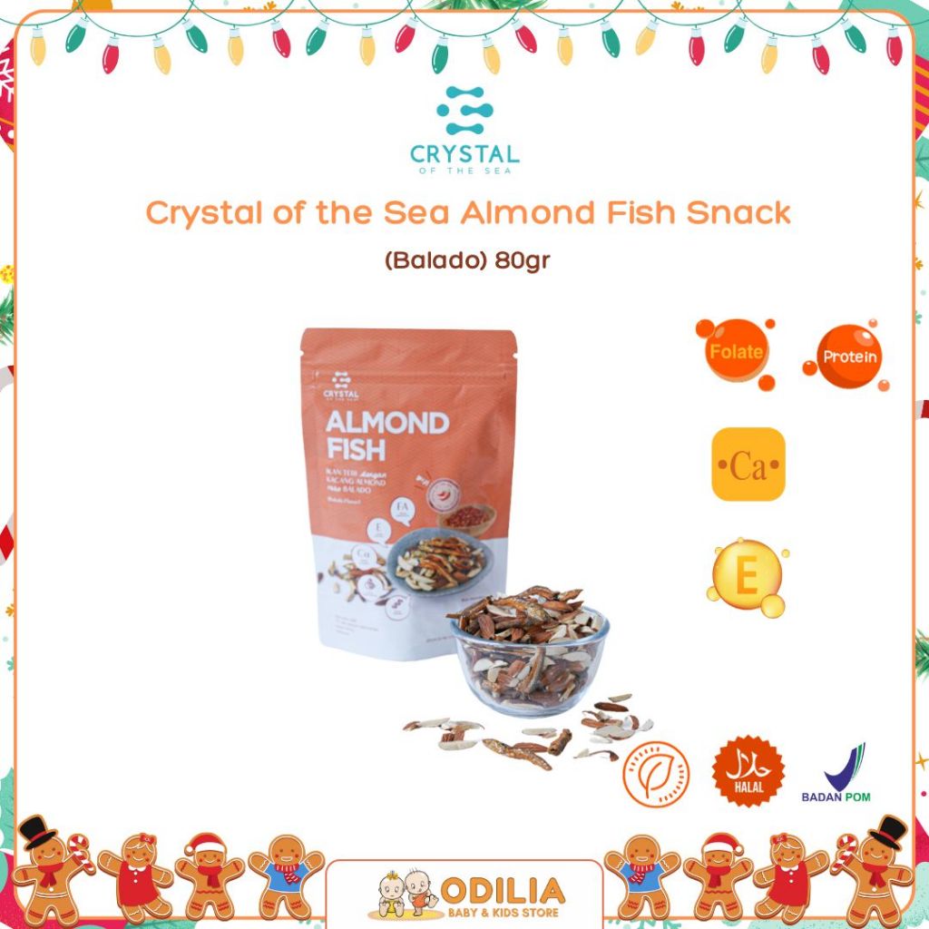 

Crystal of the Sea | Almond Fish Snack (Balado) 80gr / Ikan Teri Jengki Kacang Alamond Premium Rasa Balado