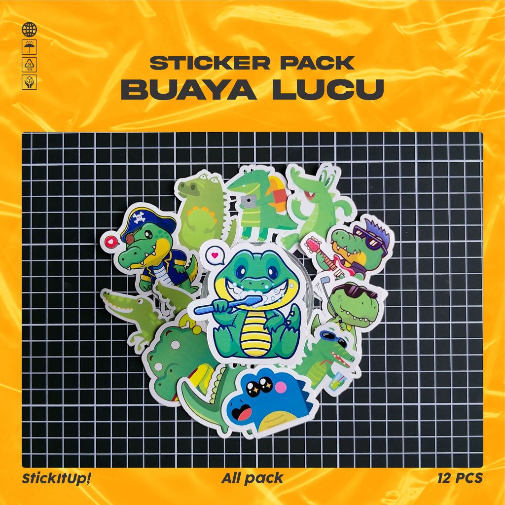 

COD✨ StickitUp Stiker Pack Buaya Lucu Untuk Koper Laptop Skateboard