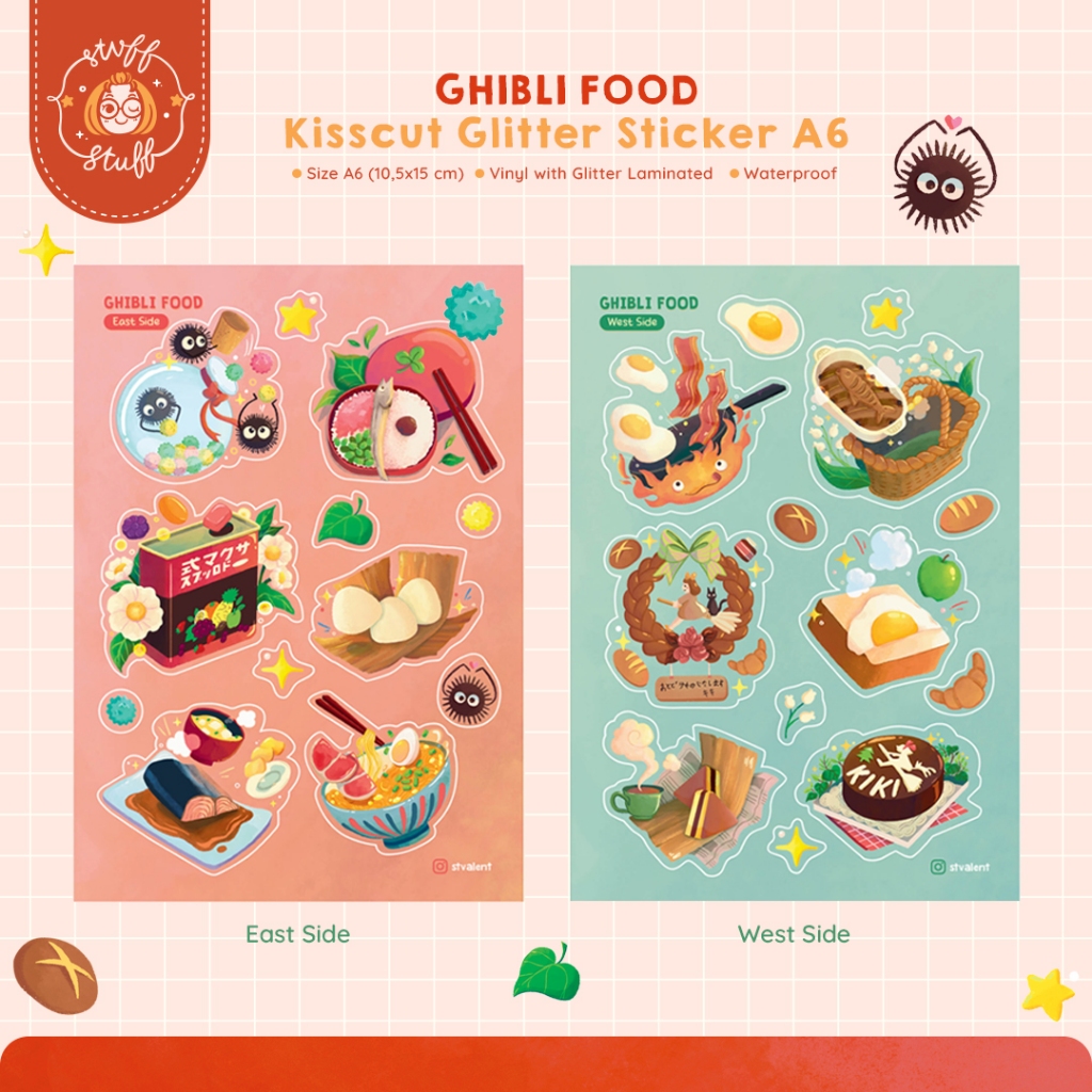 

Ghibli Food Kisscut Glitter Sticker A6 | Vinyl Waterproof