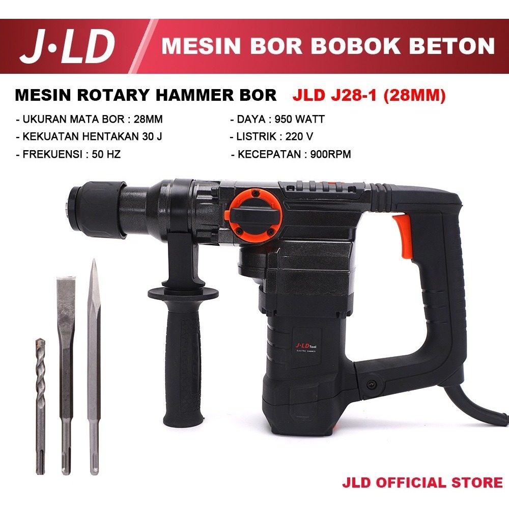 JLD MESIN BOR BOBOK BETON 950W - 28MM MESIN ROTARY HAMMER Bor listrik J28-1 Mesin Rotary Hammer Bor 