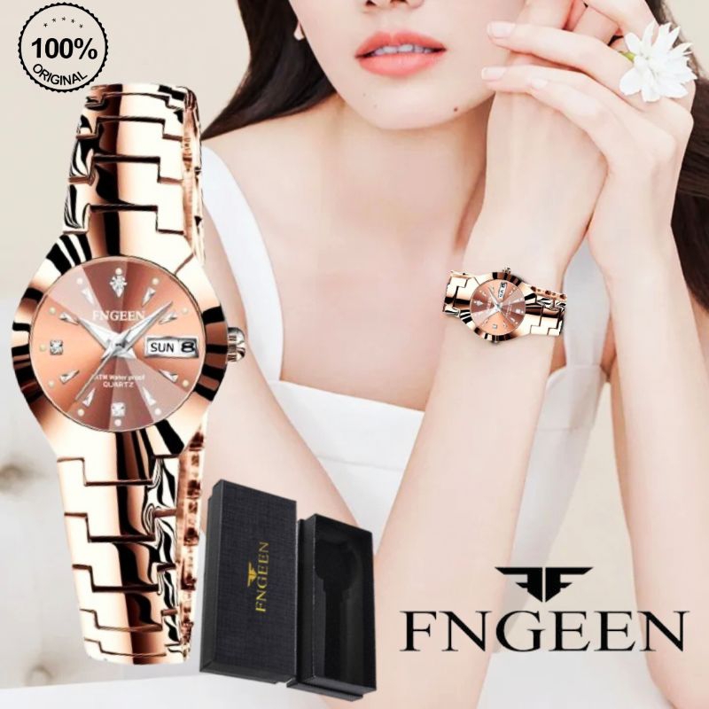 JAM TANGAN WANITA FNGEEN ORIGINAL FASHION ANTI AIR TALI RANTAI STAINLESS STEEL