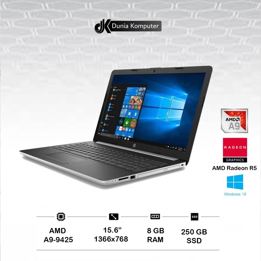 Laptop Bekas / Second HP 15-DB0031 AMD A9 Ram 8 GB 256 GB SSD VGA AMD