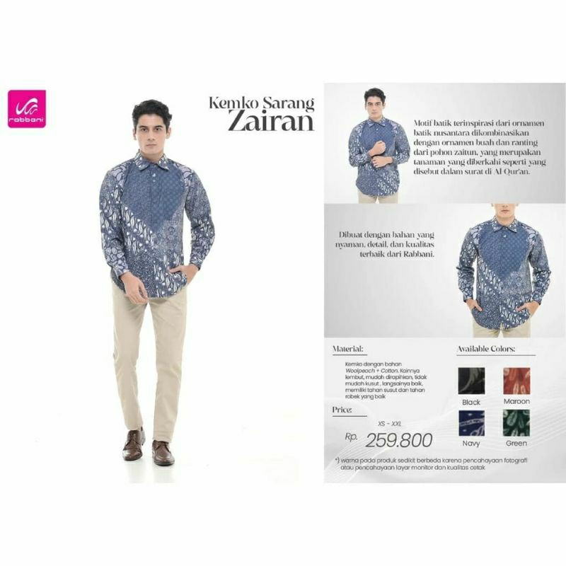 Rabbani - Kemko Dewasa Zairan / Kemko Batik / Baju Batik Dewasa