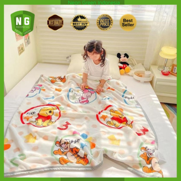 Dijual Selimut Karakter Anak Selimut Bulu Halus Lembut Motif Lucu PREMIUM - DSNY-Pooh Diskon