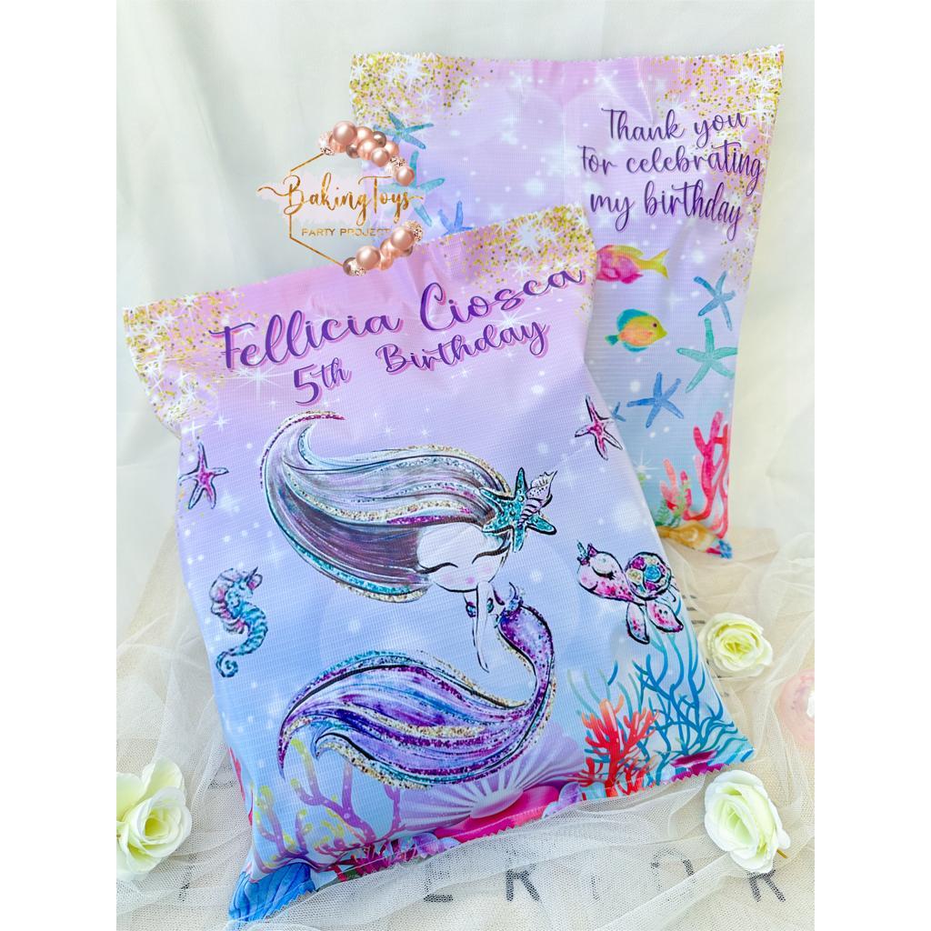 

Mermaid Glitter Pouch Snack Birthday / Kantong Souvenir Ulang Tahun