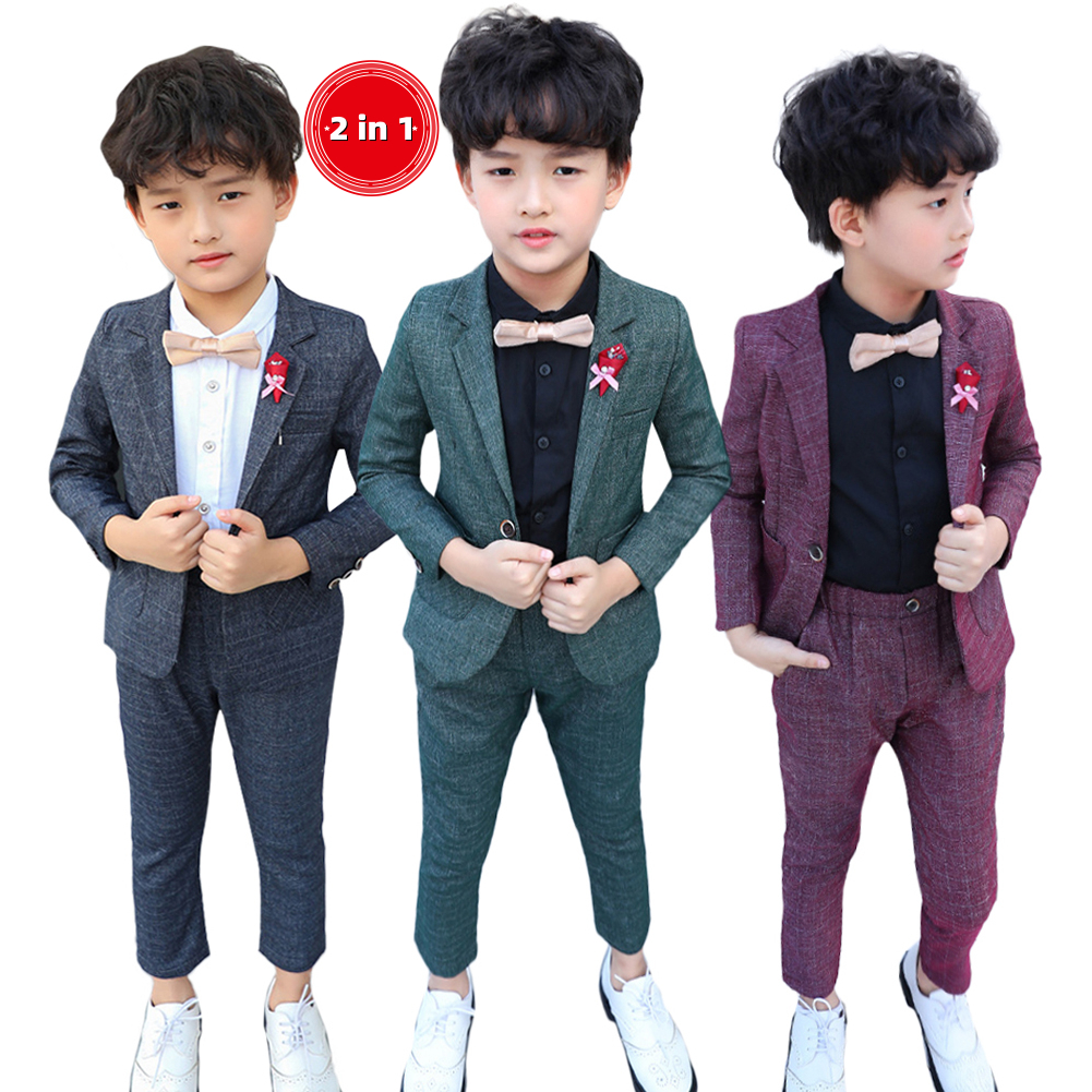 Jas Anak Laki-laki Setelan Blazer Celana Formal Tuksedo Pria Pesta Ulang Tahun Pernikahan 2 in 1 Set