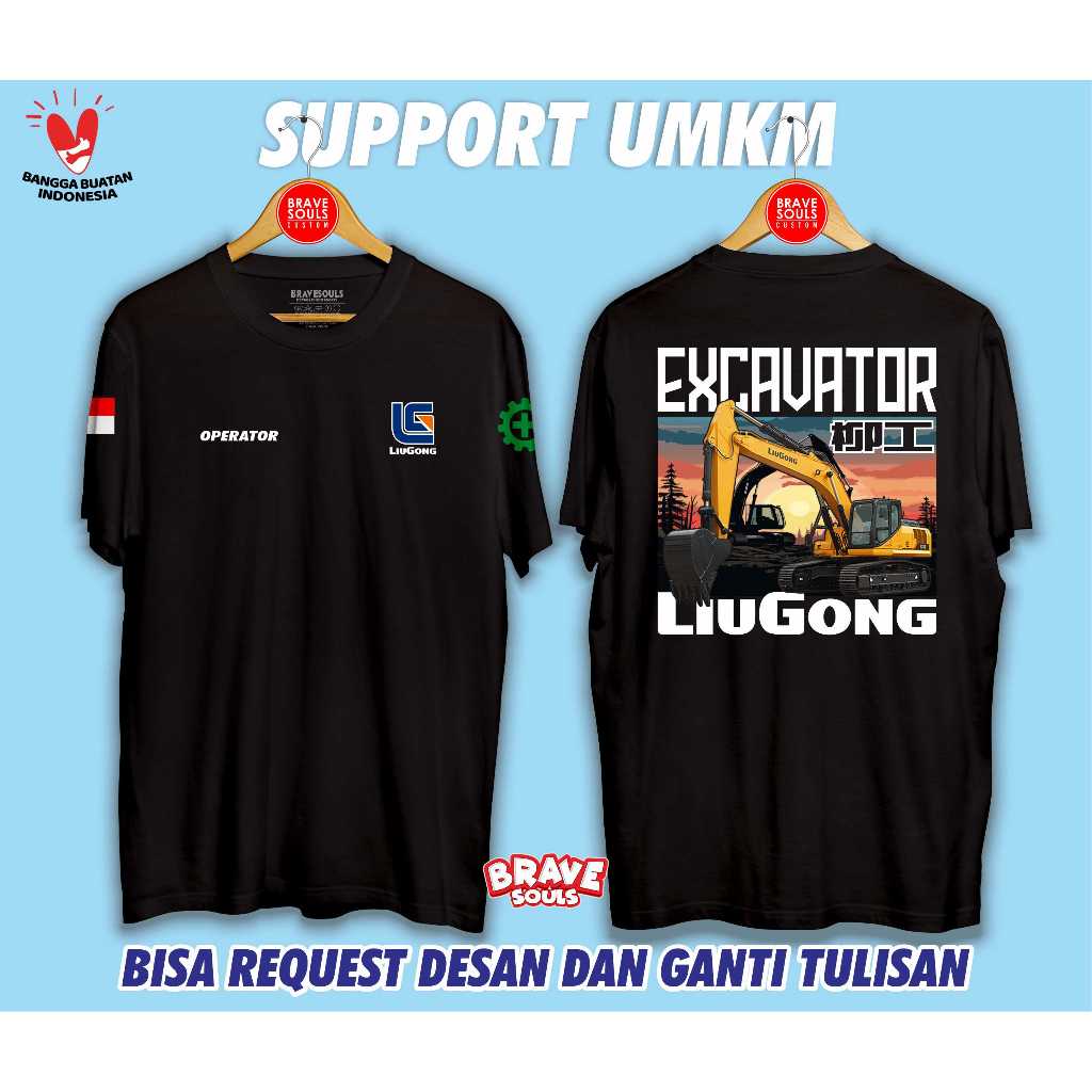 Kaos Distro Oprator Excavator Liugong Katun Combed