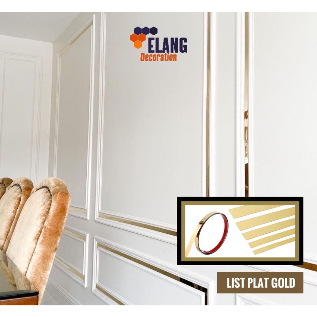 List Plat Gold Stainless Dekorasi Dinding Wallmoulding