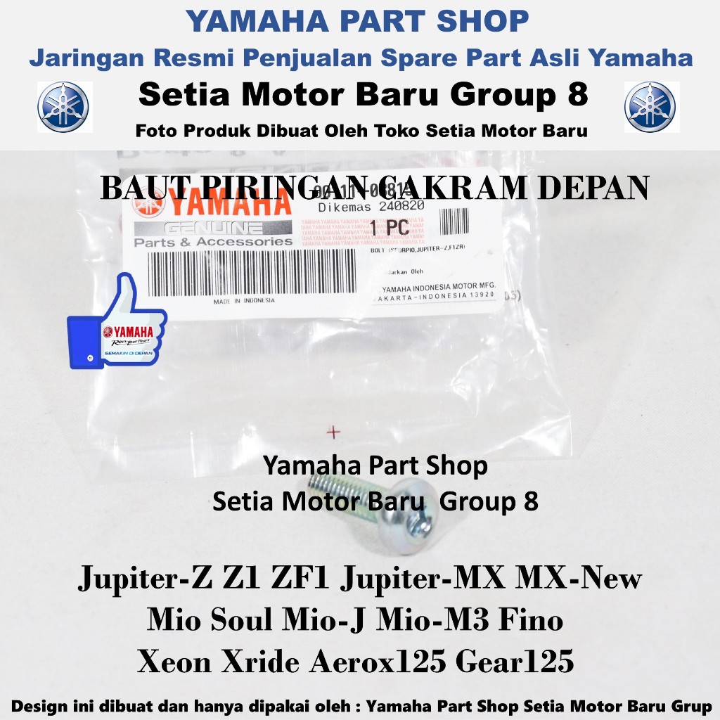 Baut Bolt Piringan Cakram Depan Jupiter Z1 Z Mx MxNew Xeon Asli Yamaha