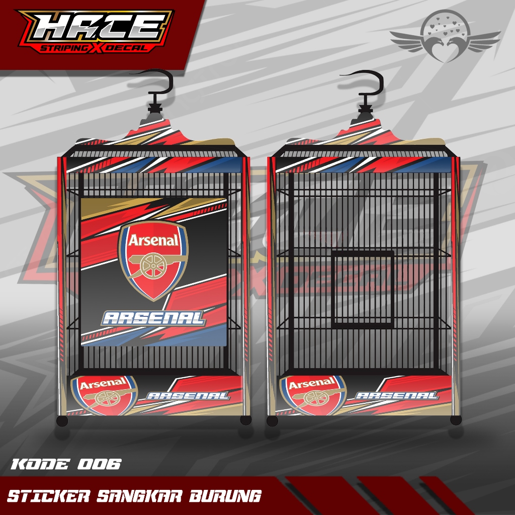 STICKER DECAL SANGKAR KOTAK - DECAL SANGKAR BURUNG KOTAK EBOD ARSENAL 006