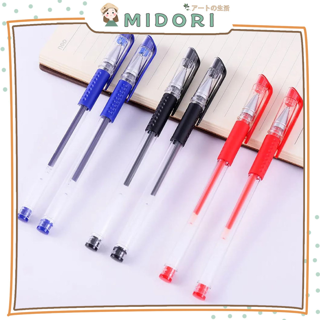 

[MIDORI] Pulpen GEL MIWI Pena Standard Pen 0,5mm Black Blue Red Pena Cair Stationary - OT017